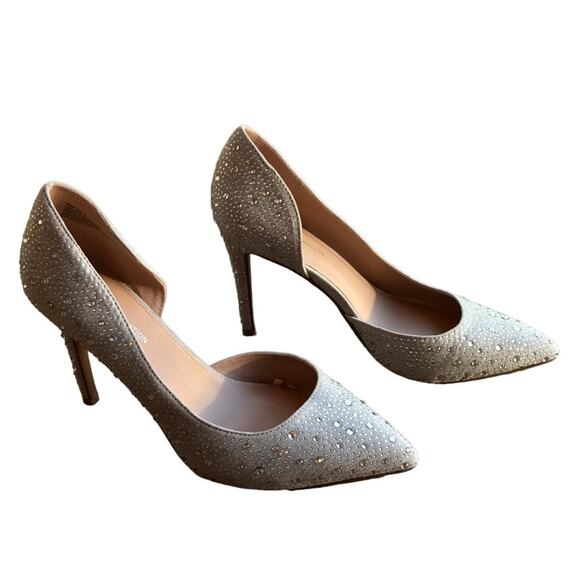 BCBGeneration Dove Gray Crystal Encrusted Sparkly Stiletto Heel Pumps size 8 - Picture 2 of 12